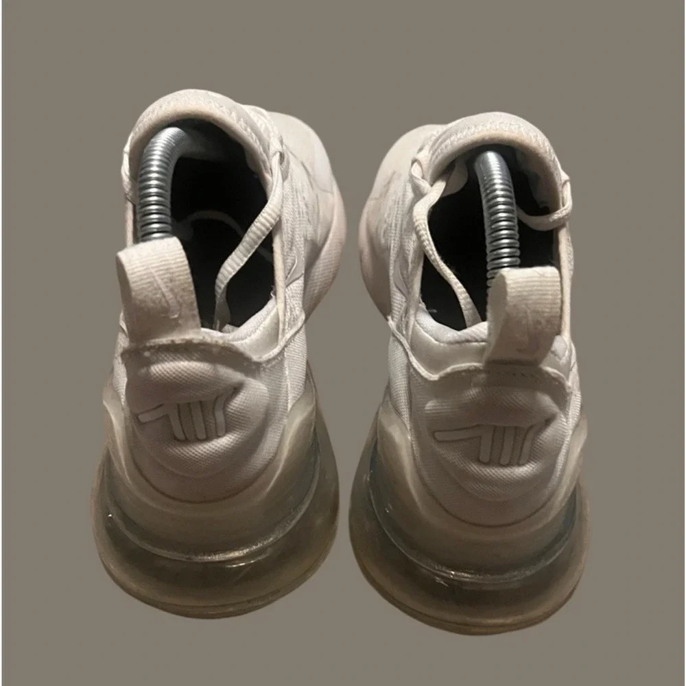 SIZE 5Y- NIKE Air Max 270 Running Shoes, White & Metallic Silver | 943345-103